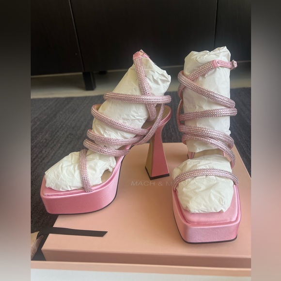 MACH & MACH Pink Syndey 140 Heeled Platform Sandals - Picture 6 of 10